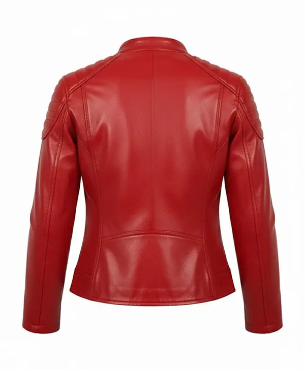 Women’s Premium Red Biker Leather Jacket