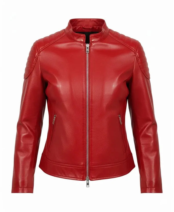 Women’s Premium Red Biker Leather Jacket