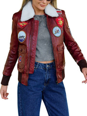 Amanda Reddish Brown A2 Leather Bomber Jacket