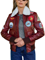 Amanda Reddish Brown A2 Leather Bomber Jacket