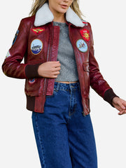 Amanda Reddish Brown A2 Leather Bomber Jacket