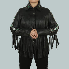 Emilia Cowgirl Green Fringe Leather Jacket