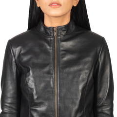 Rmuella Leather Biker Jacket Women, Black