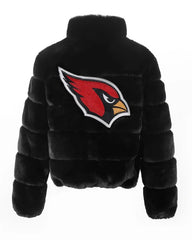 Women’s Arizona Cardinals Black Faux Fur Full-Zip Bomber Jacket