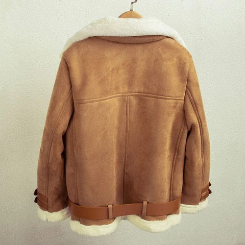 Fur Shearling Jacket Women, Brown