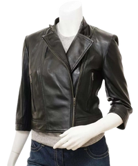 Cropped Leather Jacket, Women Biker Jacket