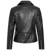 Women's Black Leather Motorcycle Jacket