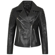 Women's Black Leather Motorcycle Jacket