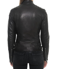 Sheep Padded Leather Biker Jacket Women