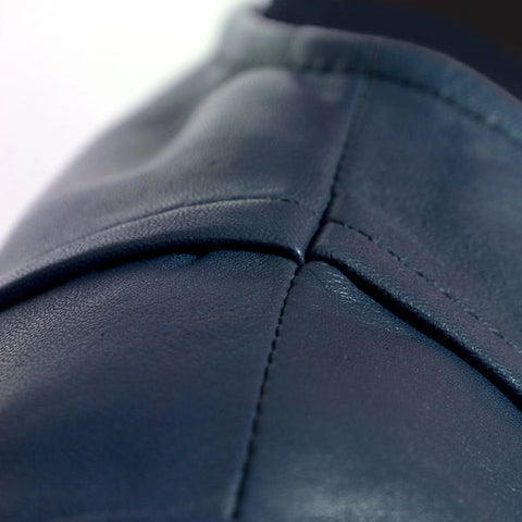 Women Biker Jacket Collarless, Midnight Blue