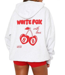Women Oversized Cherry Pullover Hoodie
