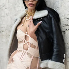 Zarina Yeva Paris Fashion Week Shearling Leather Jacket