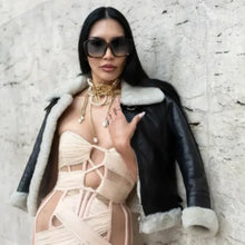 Zarina Yeva Paris Fashion Week Shearling Leather Jacket