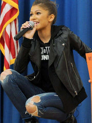 Zendaya Street Style Black Leather Jacket