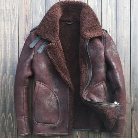Aaron Burgundy Shearling Jacket