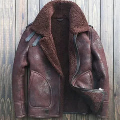 Aaron Burgundy Shearling Jacket