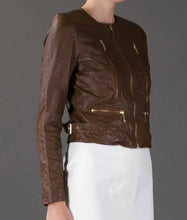 Beauty & The Beast Kristin Kreuk Brown Leather Cropped Jacket