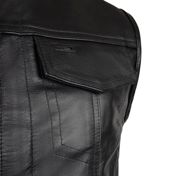Beck Men's 566 Horsehide Leather Motorcycle Black Vest