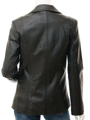 Lambskin Leather Blazer Women Black
