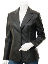 Lambskin Leather Blazer Women Black