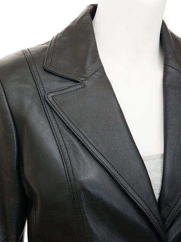 Lambskin Leather Blazer Women Black