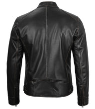 Dodge Men's Black Leather Cafe Racer Jacket