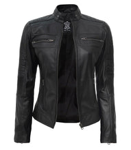 Women's Black Cafe Racer Leather Jacket