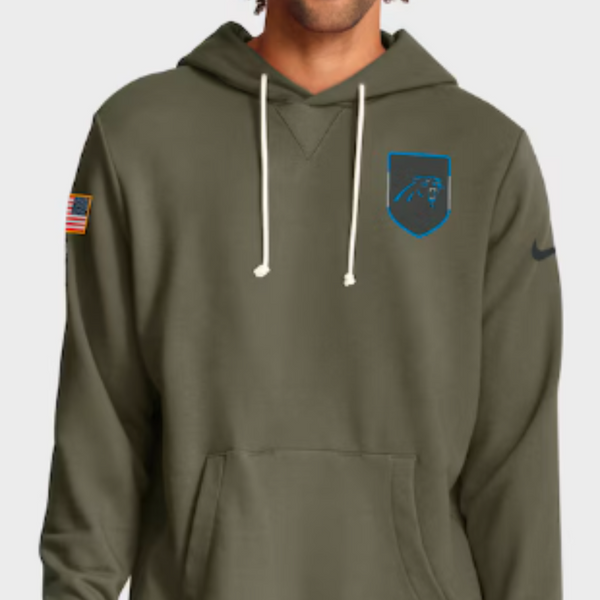 Carolina Panthers Olive 2025 Salute to Service Sideline Hoodie