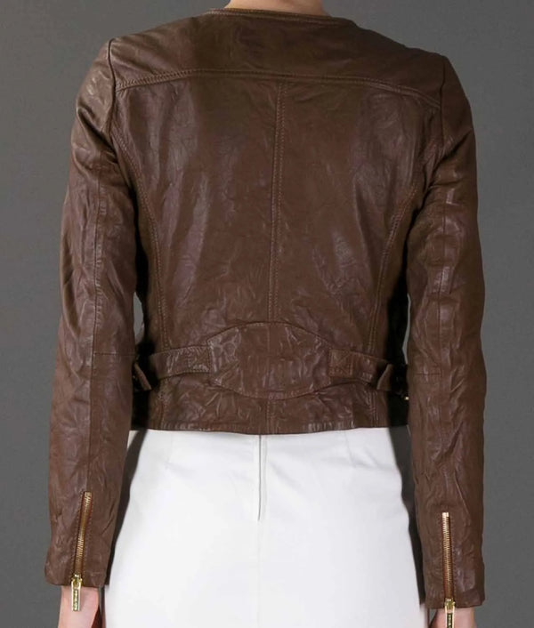 Beauty & The Beast Kristin Kreuk Brown Leather Cropped Jacket