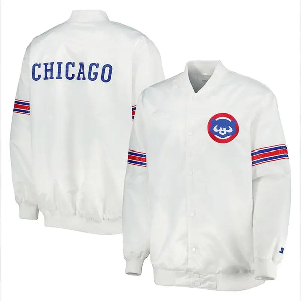 Chicago Cubs Varsity White Satin Jacket