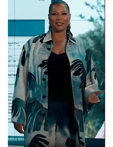 Queen Latifah The Equalizer S05 Palm Leaf Print Coat