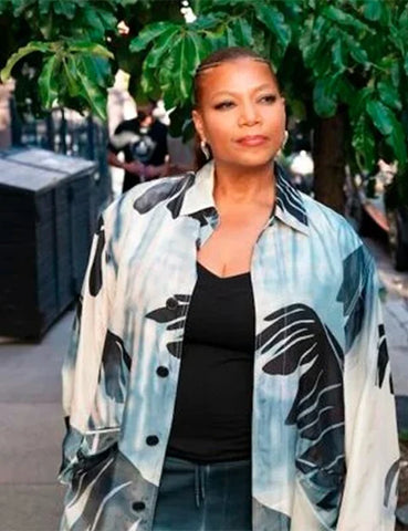 Queen Latifah The Equalizer S05 Palm Leaf Print Coat