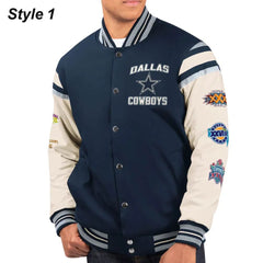 Super Bowl 5x Champions Dallas Cowboys Navy/White Varsity Jacket