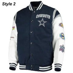 Super Bowl 5x Champions Dallas Cowboys Navy/White Varsity Jacket
