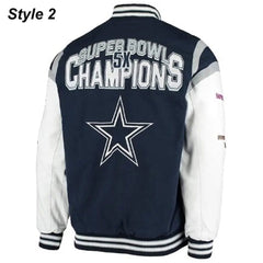 Super Bowl 5x Champions Dallas Cowboys Navy/White Varsity Jacket