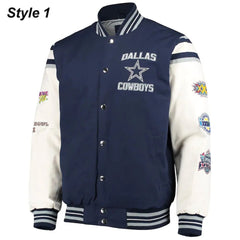 Super Bowl 5x Champions Dallas Cowboys Navy/White Varsity Jacket