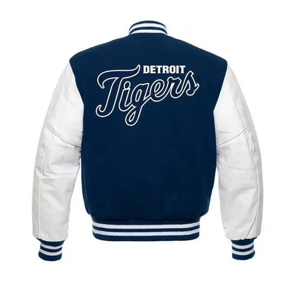 Detroit Tigers Letterman Blue and White Jacket