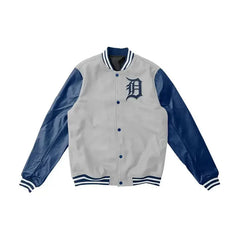 Letterman Detroit Tigers Blue and Grey Jacket