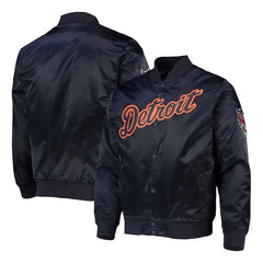 Navy Blue Detroit Tigers Satin Jacket