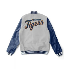 Letterman Detroit Tigers Blue and Grey Jacket