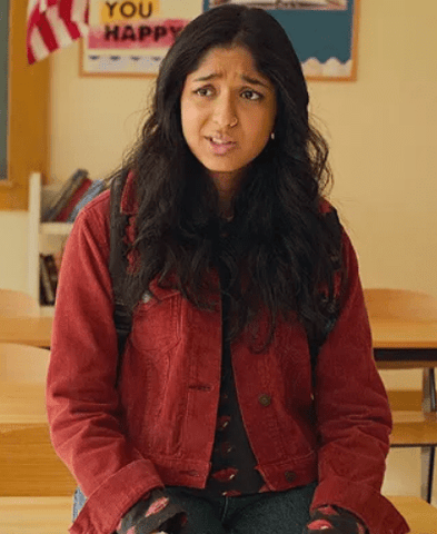 Never Have I Ever S03 Devi Vishwakumar Red Jacket