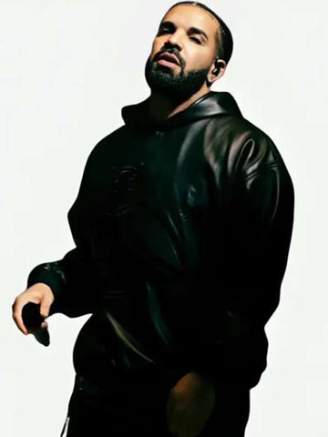 Drake Black Leather OVO Hoodie Owl