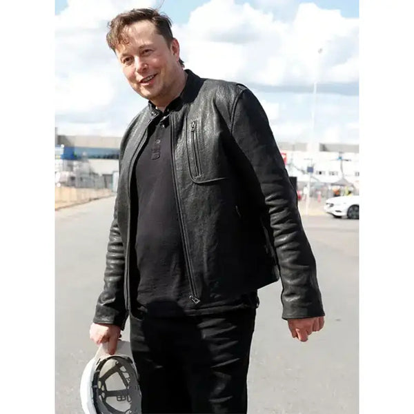 Elon musk Black leather jacket