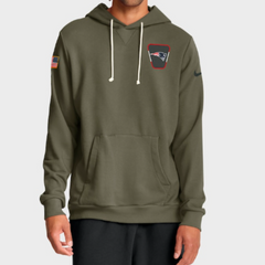 New England Patriots Olive 2025 Salute to Service Sideline Hoodie