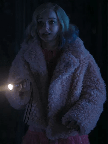 Wednesday 2022 Enid Sinclair Pink Faux Fur Jacket