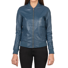 Bomber Jacket Women, Sapphire Leather Jacket