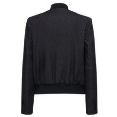 Zipper Cotton Bomber Jacket Women, Black