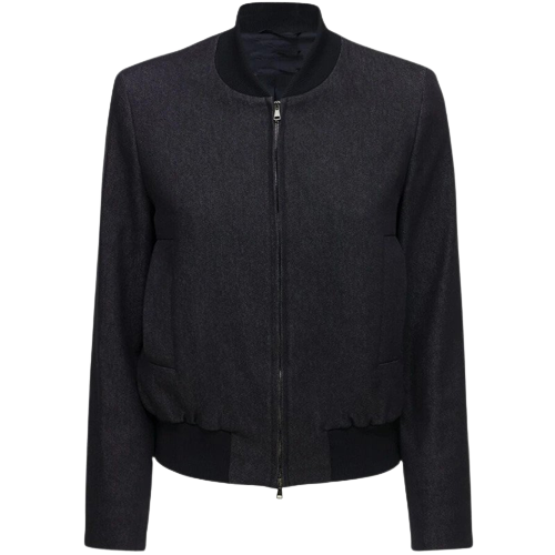Zipper Cotton Bomber Jacket Women, Black