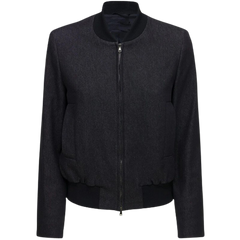 Zipper Cotton Bomber Jacket Women, Black