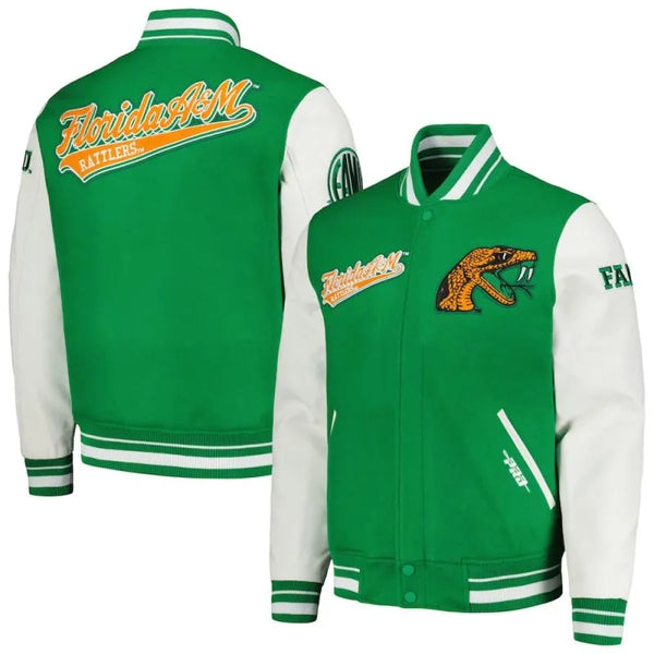 Florida A&M Rattlers Green and White Varsity Jacket